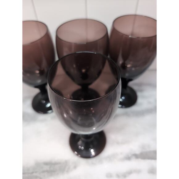Libbey‎ Purple Goblets, Premier Teardrop , Amethyst Glasses, Vintage Set of 4 - Picture 5 of 9